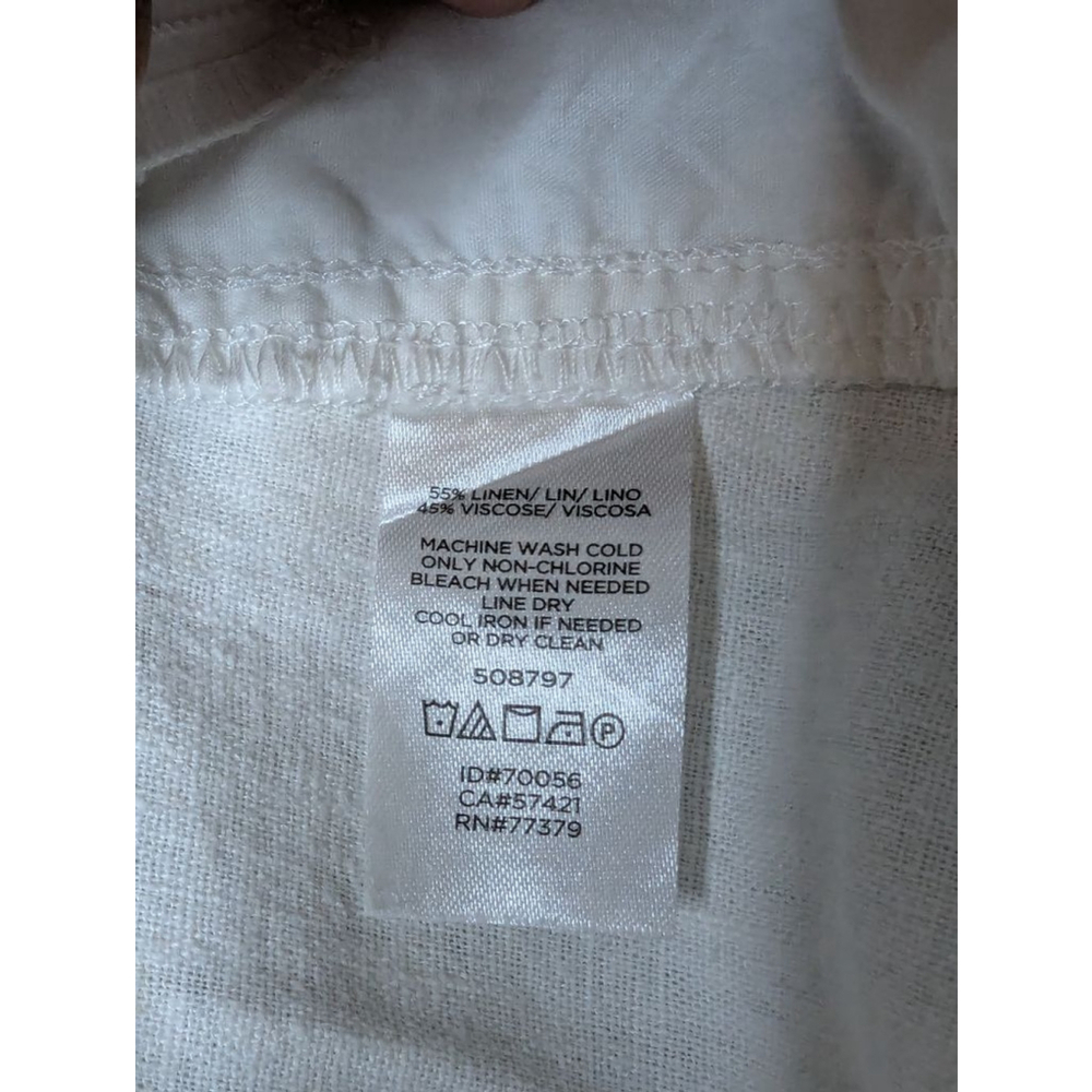 Ann Taylor Factory Pants Women's L White Linen Blend Drawstring Pants - Picture 5 of 7